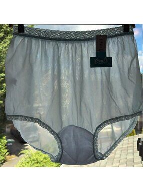 Vintage 90s Carole Panties Lot 2 Nylon Lace Trim Briefs Blue Size 10 Deadstock